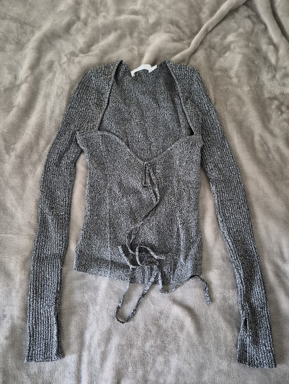 Jonathan Simkhai Black & White Melange Knit Shrug / Bolero Top – Size S
